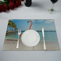 Tri flamingosa na plaži stol placemat prehrambene mat, pakovanje od 2