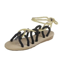 Dame Fashion Colorblock Tkanini Cross remen Podesite sandale za ravne plaže