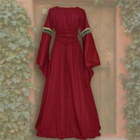 Huaai Plus Veličina haljina dugačka posada Ležerne prilike dugih rukava Ležerna haljina Solid Boho Boho
