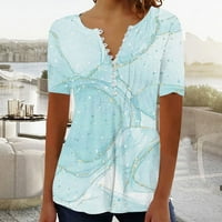 Caveitl Ženska majica, Ženski ljetni V-izrez Print Casual Loose Top s kratkih rukava Bluuses Tops Light