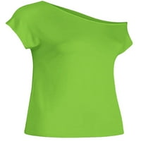 HAITE WOOGA majica Oblique vrat Ljetni vrhovi kratki rukav Majica Dnevni odjeća TEE radna bluza u boji