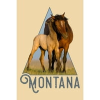 Dekorativni čaj ručnik, pregača Montana, divlji konj i mlada, kontura, uniseks, podesiv, organski pamuk