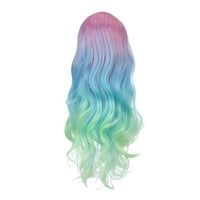Pro Beauty Tools Wig Hair Walvit ženske perike Micro Pink Head Green Wig Gradient Curl Set Curl Gradient Wig