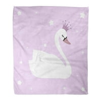 Flannel baca pokrivačica ljubičasta sažetak slatka lijepa princeza labud na ljubičastu bijelu meku za