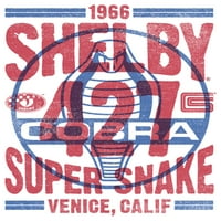 Boy's Shelby Cobra Plavi i crveni poster grafički grafički tee bijeli mali