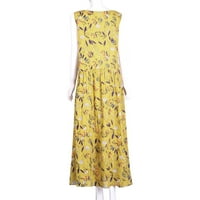 Maxi haljine za žene plus veličine boemijski o-vrat cvjetni print retro vintage bez rukava duga maxi