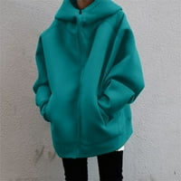 DMQupv dukseve lagane žene čvrsti gornji kaput dugih rukava nepravilna dukserica labava ispis pulover dukserice zelene 5x-velike