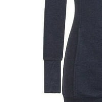 Daznicou Duks za žene Ženska modna jakna sa čvrstom kapuljačom Zipper džepni dugi rukav kaput Navy XXXXL