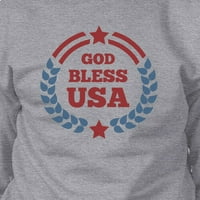 Bože blagoslovi USA Unise grafički duks sivi okrugli pulover iz vrata