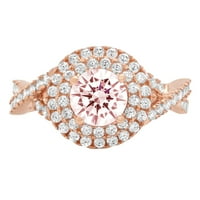 1. CT sjajan okrugli rez Clear Simulirani dijamant 18k ružičasto zlato halo pasijans s Accentima prsten