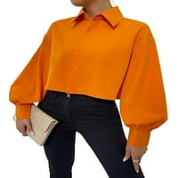 Ženska bluza vrhovi su majica rukave od punog fenjera narančasta L