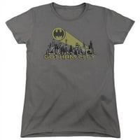 TREVCO BM2482-WT- Batman & Gotham Skyline Womens Pamuk majica kratkih rukava, ugljen - srednji