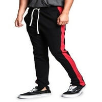 -Style USA muške hip hop tanke fit staklene hlače - Atletski jogger sa bočnom prugom - crno crveno -