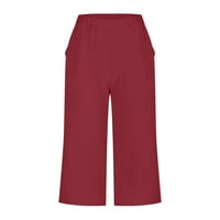 Capri pantalone za žene ravno široko raskrivene pantalone Ležerne prilike ljetne vučne kantalne hlače visokog struka