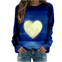 Ženski duks za Valentinovo Moda Love Graphic Print Fit Crewneck košulje Osnovno lagano pulover dugih