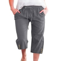 Dame Capri hlače ravno dno noge čvrsto obrezane hlače sa labavim pantalonama plaža svijetlo siva xs