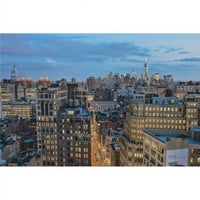 Donji manhattan na sumraku; New York City, New York, Sjedinjene Američke Države Poster Print