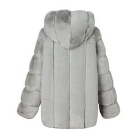 Mishuowoti zimski kaputi za žene Modni kapuljač premaša zima topli čvrsti kaput siva m