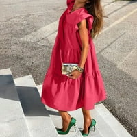 Obucite žensku ljetnu haljinu Sweet Cute V izrez mini haljina sa džepom kratkih rukava ruble haljina