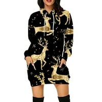 Prodaja Ženska božićna casual mini duks haljina Slatka remena gnu GLOM grafički poklon Bo Štampanje