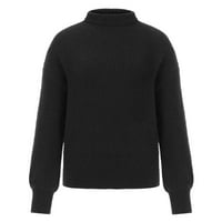 Ženski ležerni džemper - modni čvrsti dugi rukav pupove turtleneck-vrat casual džemper na vrhu crnih