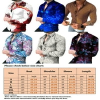 Glookwis Men rever ret Tee Hawaiian majica Striped Regularna Fit Majica Geometrijska isključivanje bluza