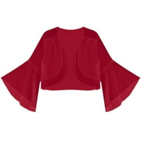 Xinqinghao Cardigan kaput za žene Žene Solid Boja ruffled rukava šifon kardigan Mali ramena Vrhovna