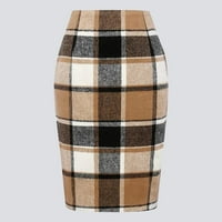 Suknja za ženske suknje za olovke za jesen zima visoka struka Bodycon Duljina koljena vuna Midi suknja