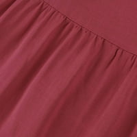 APEPAL Ljetna haljina Ženska ljetna puna boja Loše V izrez Tunička haljina s kratkim rukavima