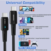 Urban USB C do USB C kabel 1,65ft 100W, USB 2. TIP CAPLY CABLE Brzo naboj za BlackBerry Evolve, iPad