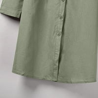 Clearsance Ljetne haljine za žene tiskane V-izrez A-line Dužina koljena Dužina modne rukave Green XL