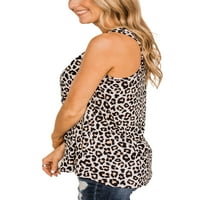 Rejlun ženski tenk top scoop vrat na vrhu rukava bez rukava seksi majica labavi rad T majice Leopard