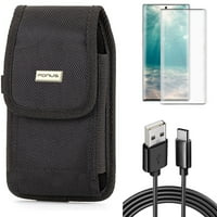 Zaštitni ekran i klip za remen i 6FT USB kabl za Samsung Galaxy Note - Combo sa kaljenim staklom i hrapavim kablom za punjač