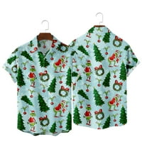 Božićni Grinch Muški božićni tisak Ležerne prilike prozračna havajska majica kratka rukava