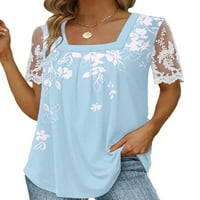 GLONME ženske majice cvjetni print ljetni vrhovi kratki rukav majica za majicu prozračne majice u obliku