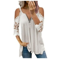 Ženski kratki rukav ležerni hladni rameni tunik vrhovi labave bluze majice Dame Beach Ljeto plus veličine