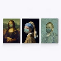 Smile Art Design Mona Lisa, devojka sa bisernim ušima, kombi Pandemic Inspirirana smiješna platna Zidna