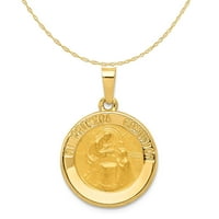 Carat u Karatsu 14k žuto zlato polirano i satenska španska 1. pričest medalja šuplji privjesak šarm