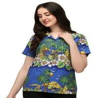 Havajske majice 44W Ženska cvjetna scenska plaža Aloha Top bluza Sky Blue S