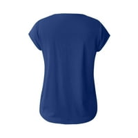 Košulje za žene casual vrhovi Čvrsti V-izrez kratki rukav s labavim fit tenk tee majicom