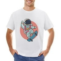 Astronaut Skate Vintage majica Muška pamučna klasična Crewneck kratki rukav Tees Unise White S
