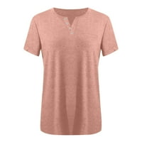 JMntiy Women Modna solidna boja V-izrez V-izrez The Majica vrhovi kratkih rukava labav bluza