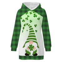 Haljine za žene Ahomtoey St. Patrick's Day Modne žene Ispiši pulover džep s kapuljačom s dugim rukavima