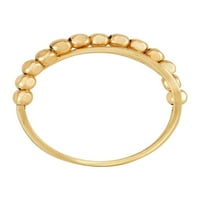 Ženska Welry 14KT žuti zlatni višeredni crossover prsten sa perlama, veličine 6