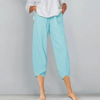 Lindreshi Womens Capris sa džepovima Čišćenje modnih žena Ljeto casual labavo Pokažene elastične pantalone