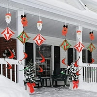 Jlong Božić na otvorenom viseći ukrasi, vjetrovito vjetrenjače sa santa Claus Reindeer, Xmas Ornament