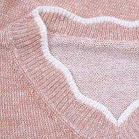 Hanzidakd ženski pleteni pulover Duge suseli i zimski rukav V izrez akril plus veličina modni pulover