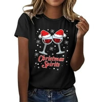 Koaiezne majice za žene Trendy Božićna grafička majica Žene smiješno slatko kakao top film Gledanje