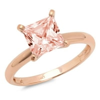 1.0ct Princess rez ružičasti simulirani dijamant 18K 18K ružičastog godišnjice ružičastog prstena veličine