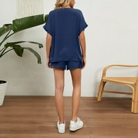 Ženska modna proljeća i ljeto Nova boja SOLD Boja V-izrez Labavi majica Shorts Home casual odijelo,